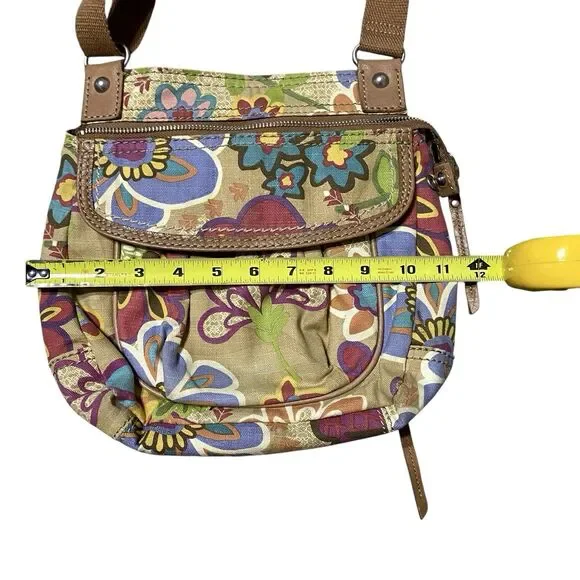 Vintage Fossil Crossbody Shoulder Messenger Canvas Bag Floral Boho Hippie Purse - Picture 14 of 16